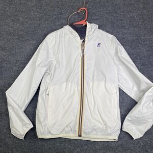 K-Way Jacques Plus Double Jacket Mens Medium White Hooded Windbreaker Coat